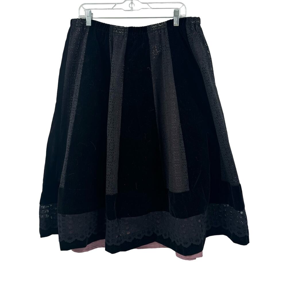 Vintage 1960s velvet lace midi skirt